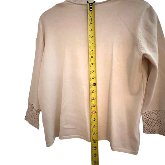 NWT Norton McNaughton Ivory Cardigan Silk Crochet Trim Lace Front Panel PM - Picture 11 of 11